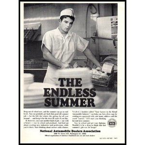 1970 NADA National Auto Dealers Association Vintage Print Ad Stay in School Art